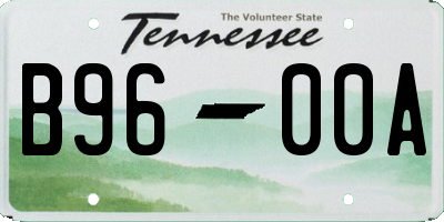TN license plate B9600A