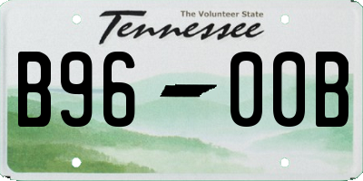 TN license plate B9600B