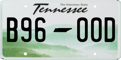 TN license plate B9600D