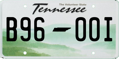 TN license plate B9600I