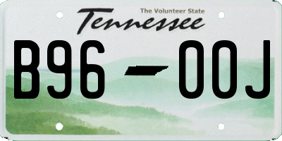 TN license plate B9600J