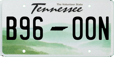 TN license plate B9600N