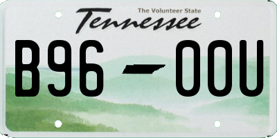 TN license plate B9600U
