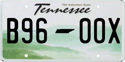 TN license plate B9600X