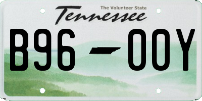TN license plate B9600Y