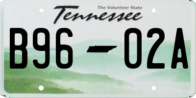 TN license plate B9602A
