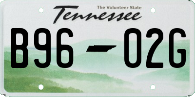TN license plate B9602G