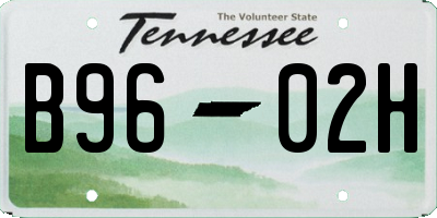 TN license plate B9602H