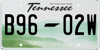 TN license plate B9602W