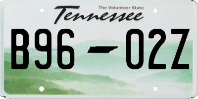 TN license plate B9602Z