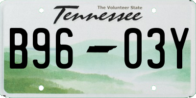 TN license plate B9603Y