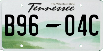 TN license plate B9604C