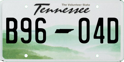 TN license plate B9604D
