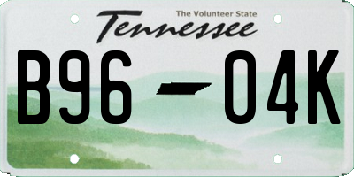 TN license plate B9604K