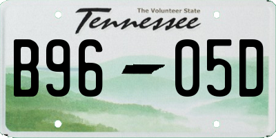 TN license plate B9605D