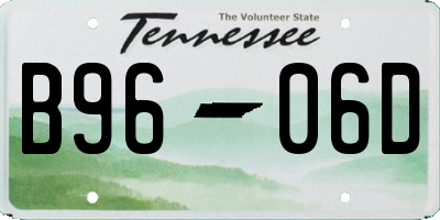 TN license plate B9606D