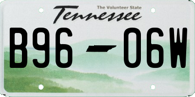 TN license plate B9606W