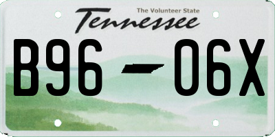 TN license plate B9606X