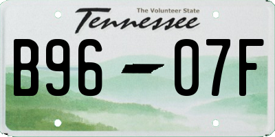 TN license plate B9607F