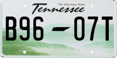 TN license plate B9607T