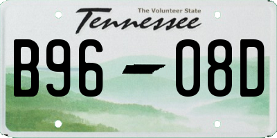 TN license plate B9608D