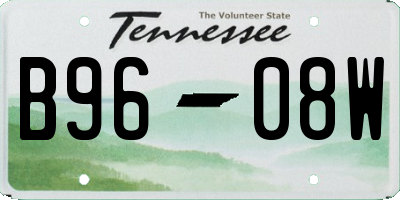 TN license plate B9608W