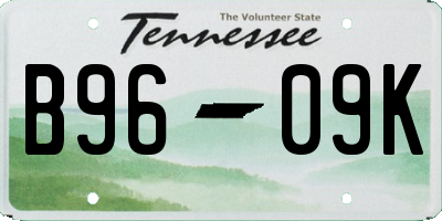 TN license plate B9609K