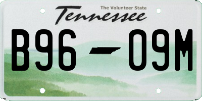 TN license plate B9609M