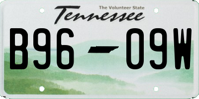 TN license plate B9609W