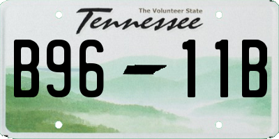 TN license plate B9611B