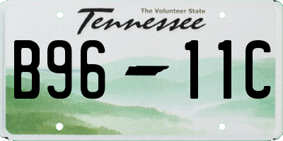 TN license plate B9611C