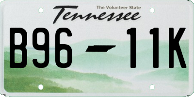 TN license plate B9611K