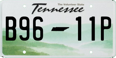 TN license plate B9611P