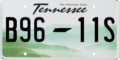 TN license plate B9611S