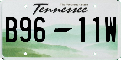 TN license plate B9611W
