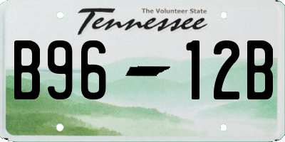 TN license plate B9612B