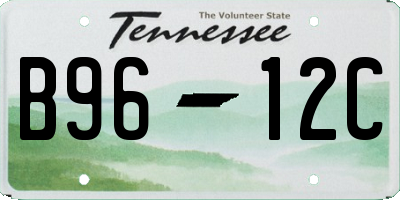 TN license plate B9612C