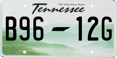 TN license plate B9612G