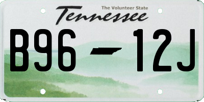 TN license plate B9612J