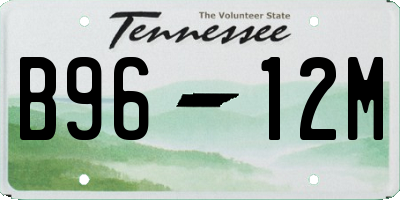 TN license plate B9612M