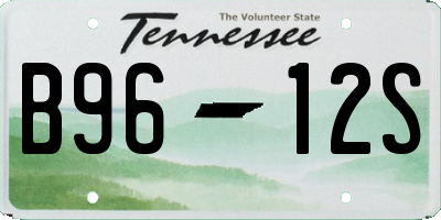 TN license plate B9612S