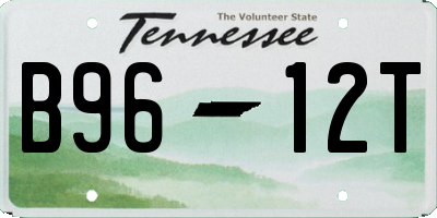 TN license plate B9612T
