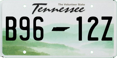 TN license plate B9612Z
