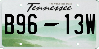TN license plate B9613W