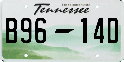 TN license plate B9614D