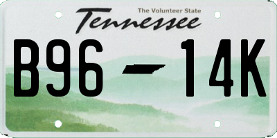 TN license plate B9614K