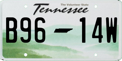 TN license plate B9614W