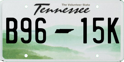 TN license plate B9615K