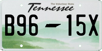 TN license plate B9615X