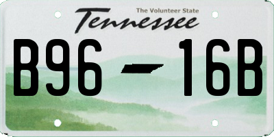 TN license plate B9616B